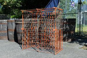 French Wine Bottle Cage - Orange Silver Patina