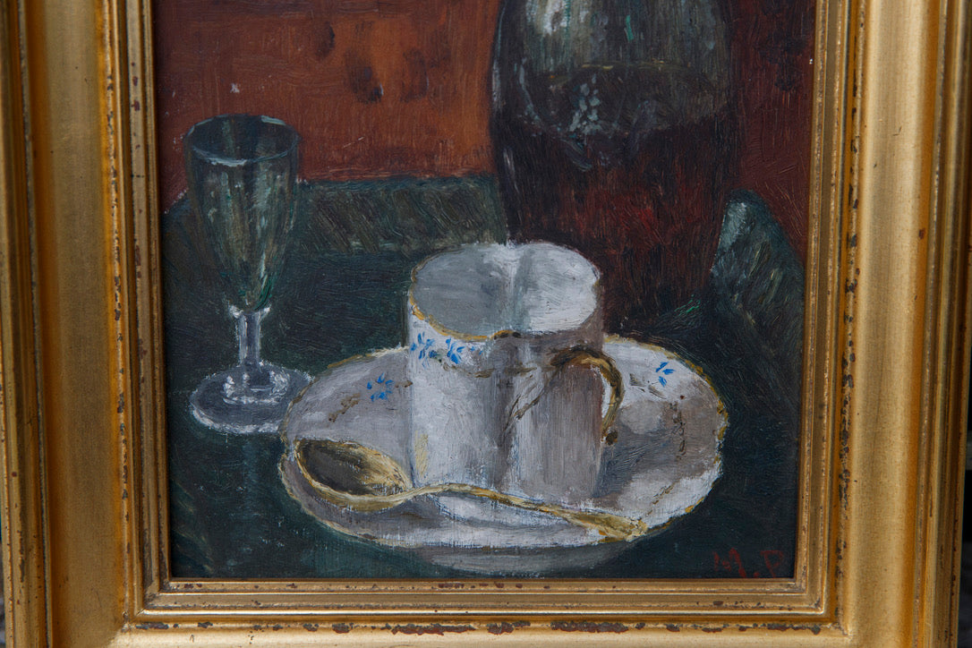 French Oil Still Life On Board