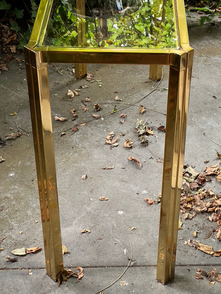 Original French Mid Century Brass & Glass Console