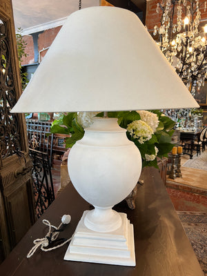 Gorgeous XL White Wooden Lamps - Linen Shades