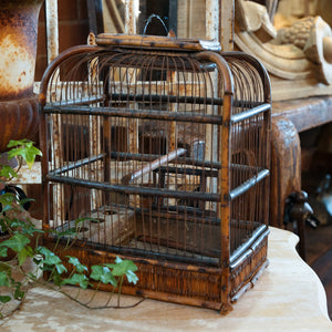 French 1950's Rattan Birdcage