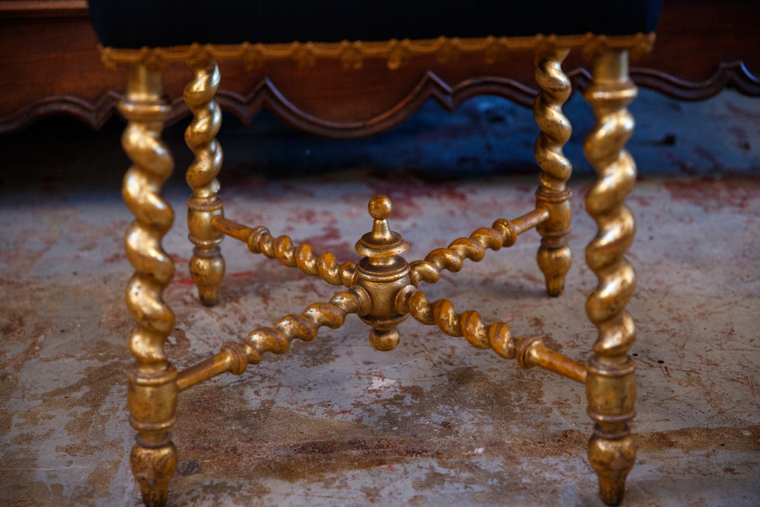 French Gold Gilded Ottoman