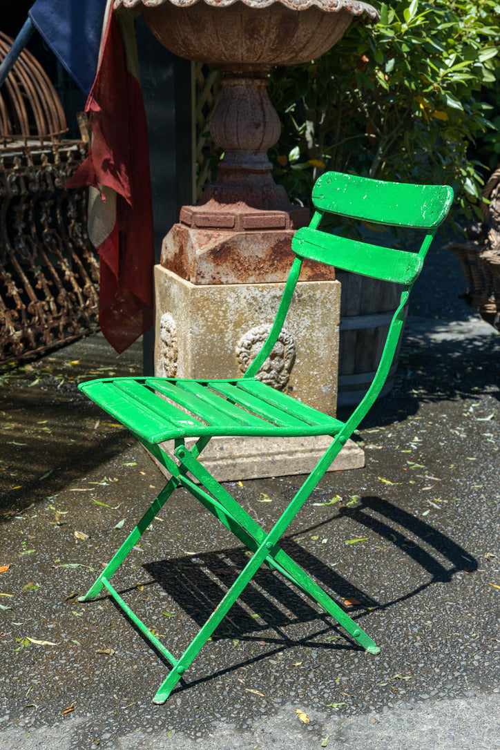 Vintage French Wooden Green Bistro Chairs