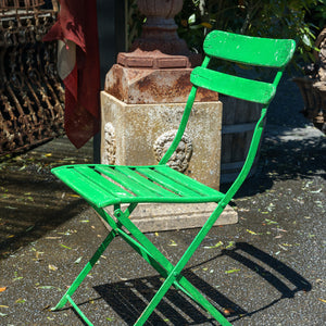 Vintage French Wooden Green Bistro Chairs