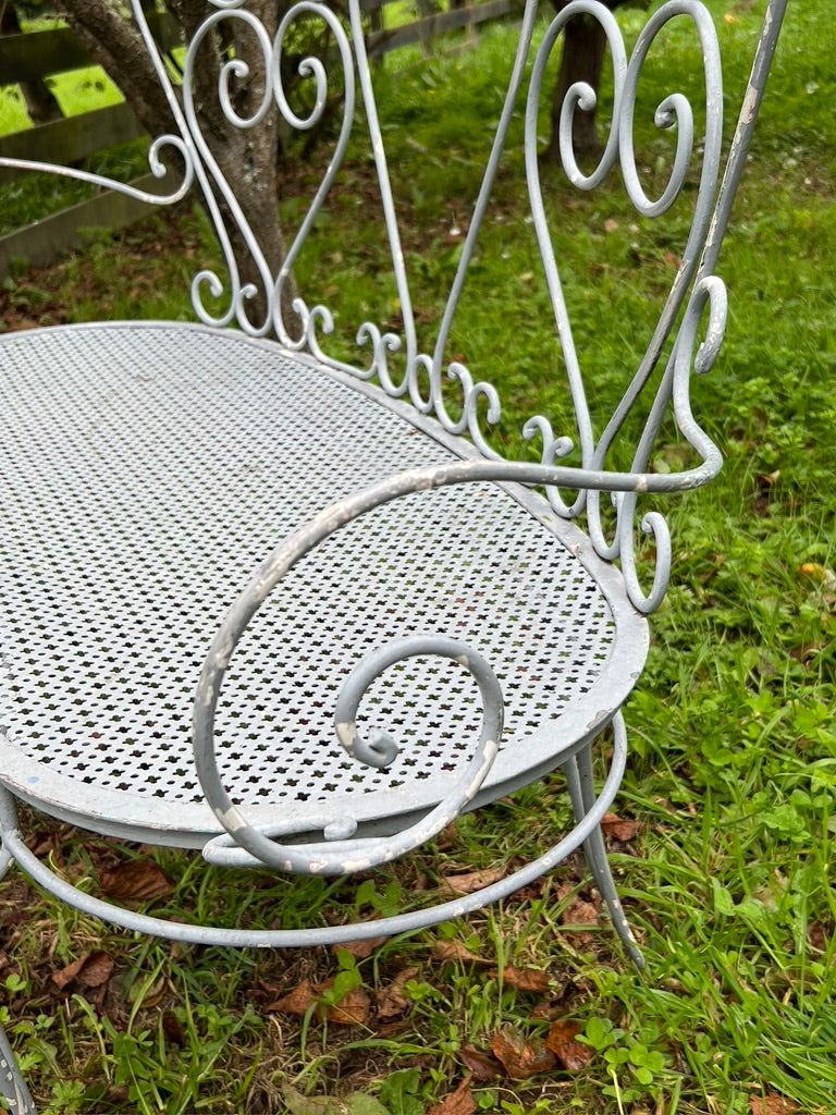 French Wrought Iron Garden Bench Seat & Chairs