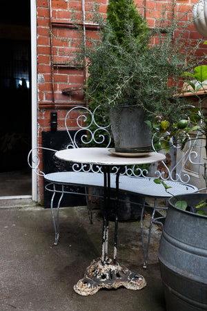 Antique French Metal & Cast Iron Garden Table