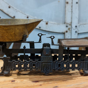 Antique Industrial Iron & Brass Grocery Scales