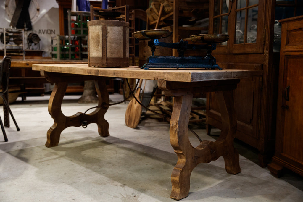 Natural Wood & Wrought Iron Swedish Dining Table