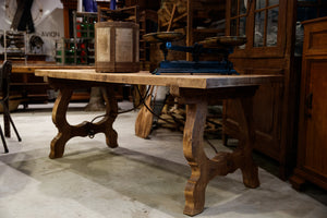 Natural Wood & Wrought Iron Swedish Dining Table