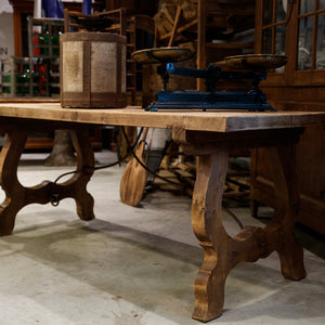 Natural Wood & Wrought Iron Swedish Dining Table