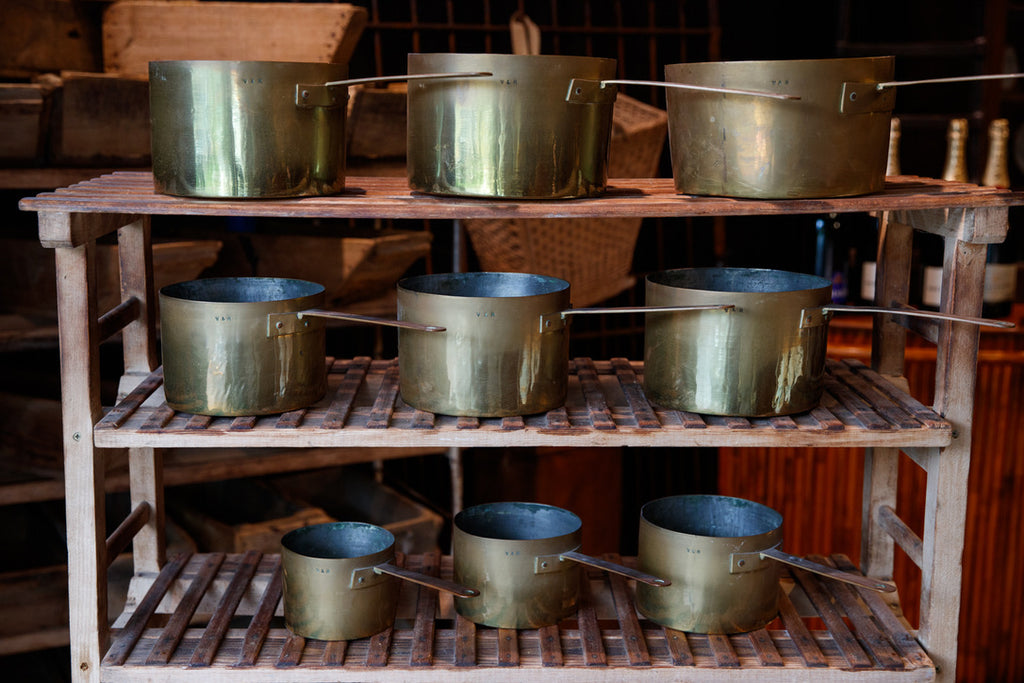 Vintage French Brass Pot Set