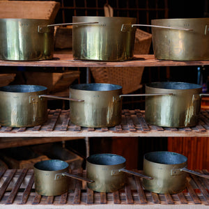 Vintage French Brass Pot Set