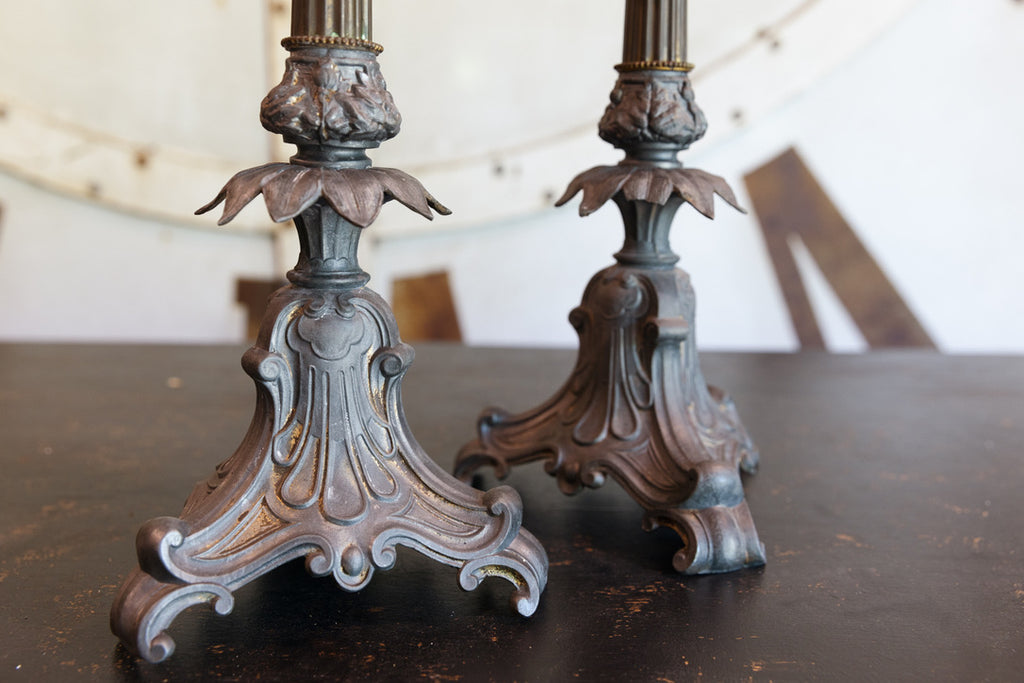 19th Century French Pewter Candlesticks