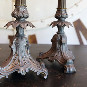 19th Century French Pewter Candlesticks
