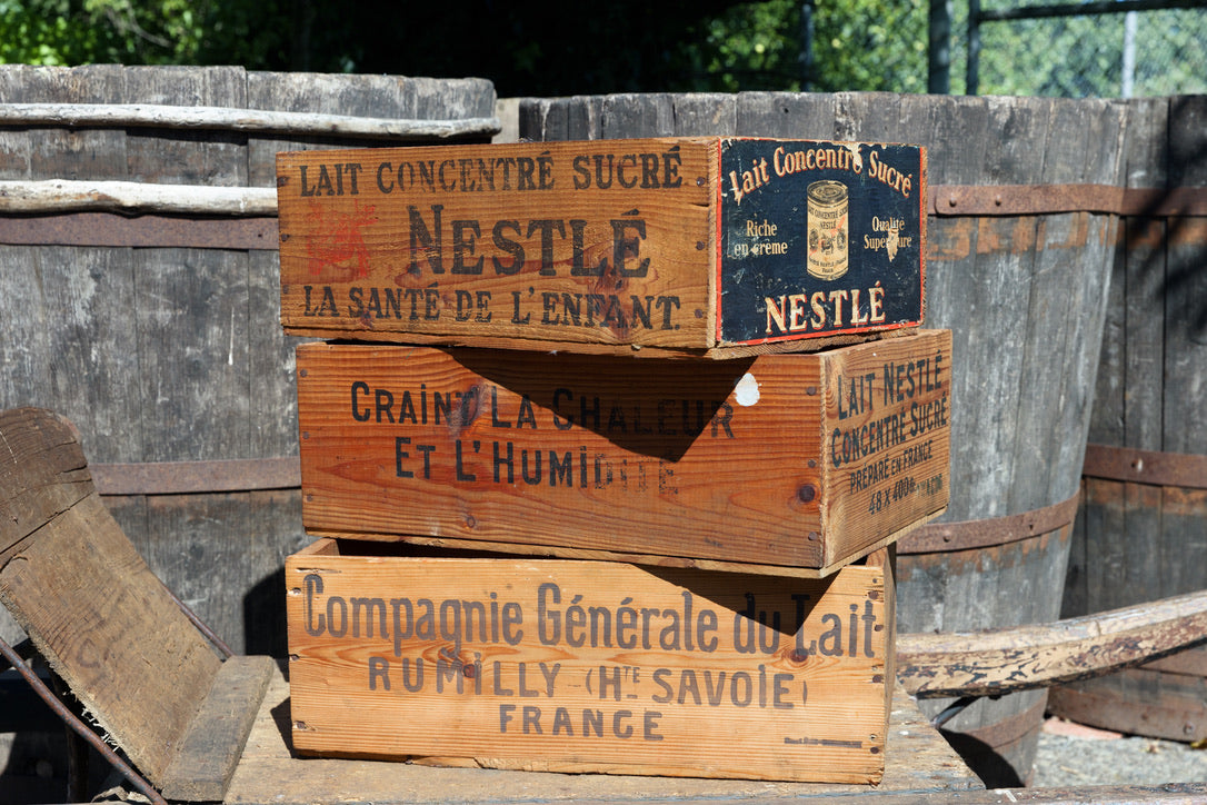 Original Vintage French Milk Boxes