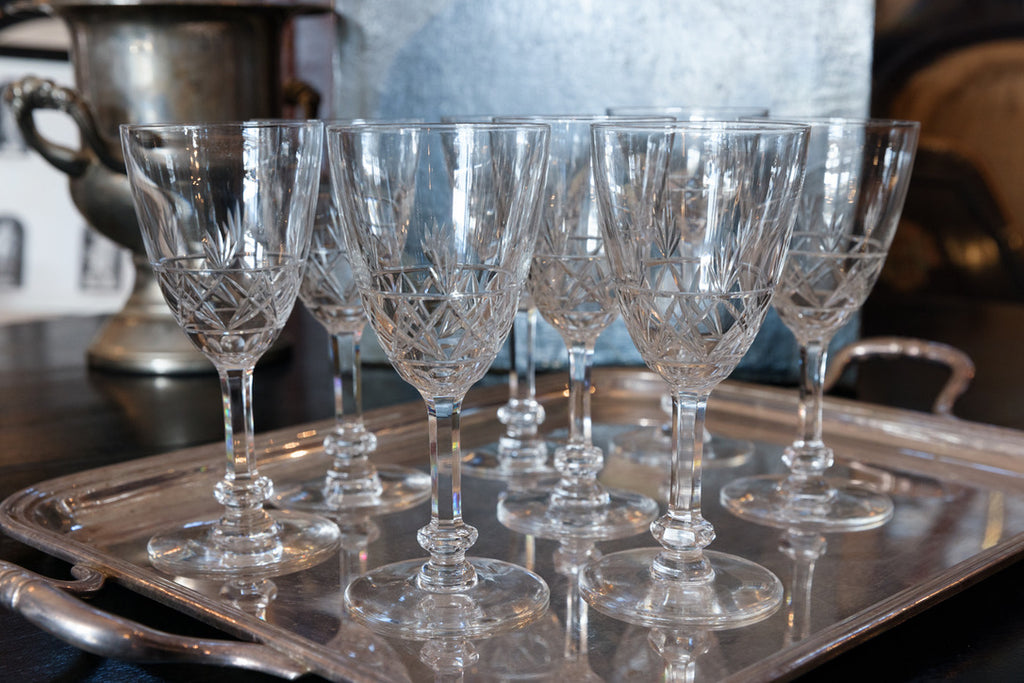 Large Val St Lambert Crystal Wine Glasses