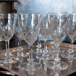 Large Val St Lambert Crystal Wine Glasses