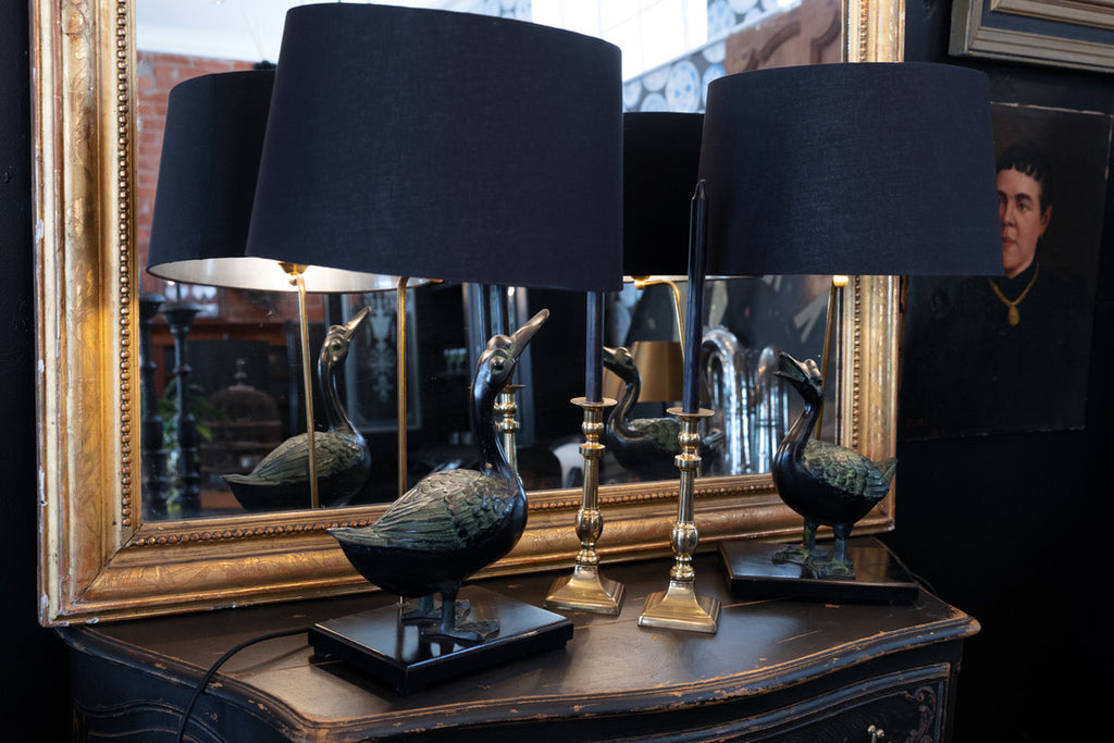 French Mid Century Brass Duck Lamps