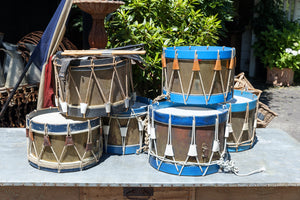 Vintage French Brass Parade Drums