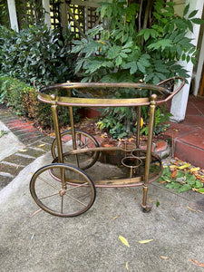 Original French Mid Century Copper & Brass Cocktail Trolley