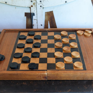 1930's French Wooden Game Set - Backgammon & Checkers