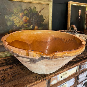 Huge French Provincial Confit/Tian Glazed Bowl