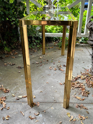 Original French Mid Century Brass & Glass Console