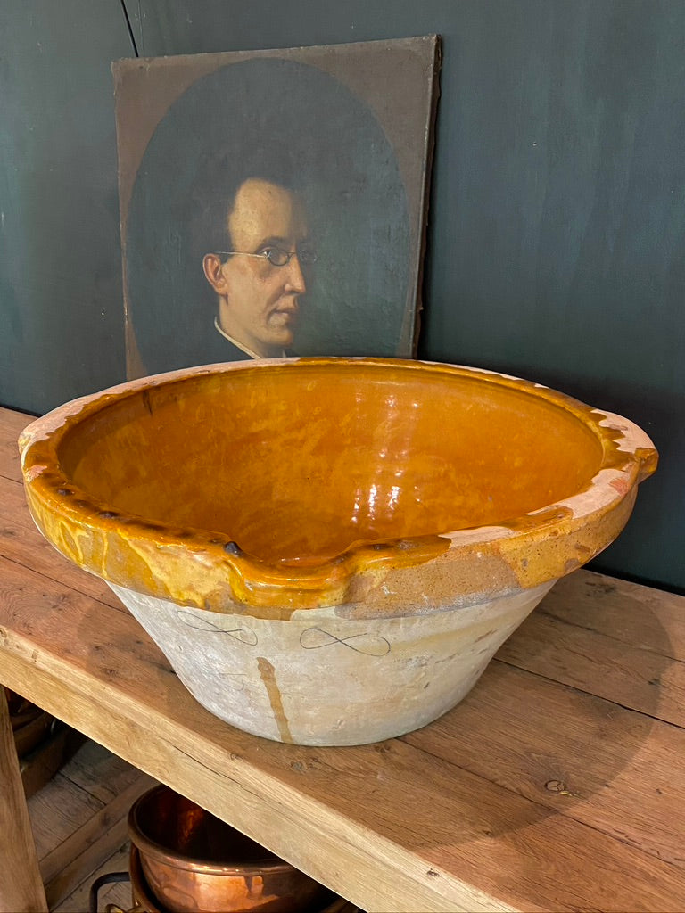 Original Large 19th Century French Provincial Tian/ Confit Bowl