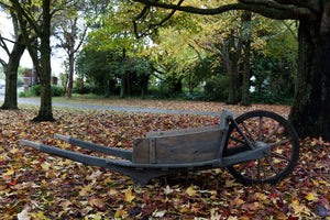 Antique French Farmhouse Wooden Wheelbarrow