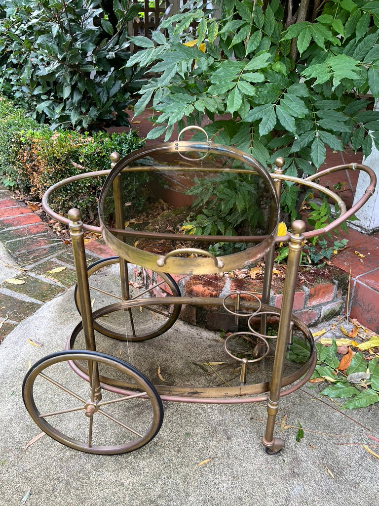 Original French Mid Century Copper & Brass Cocktail Trolley