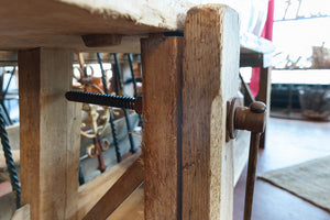 1930's French Bleached Oak Workbench