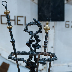 Antique French Cast Iron Fireside Stand Set