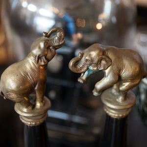 Brass & Porcelain Elephant Finials
