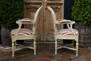 19th Century French Striped Parlour Chairs