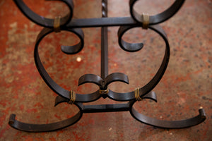 French Wrought Iron & Mirrored Glass Coffee Table