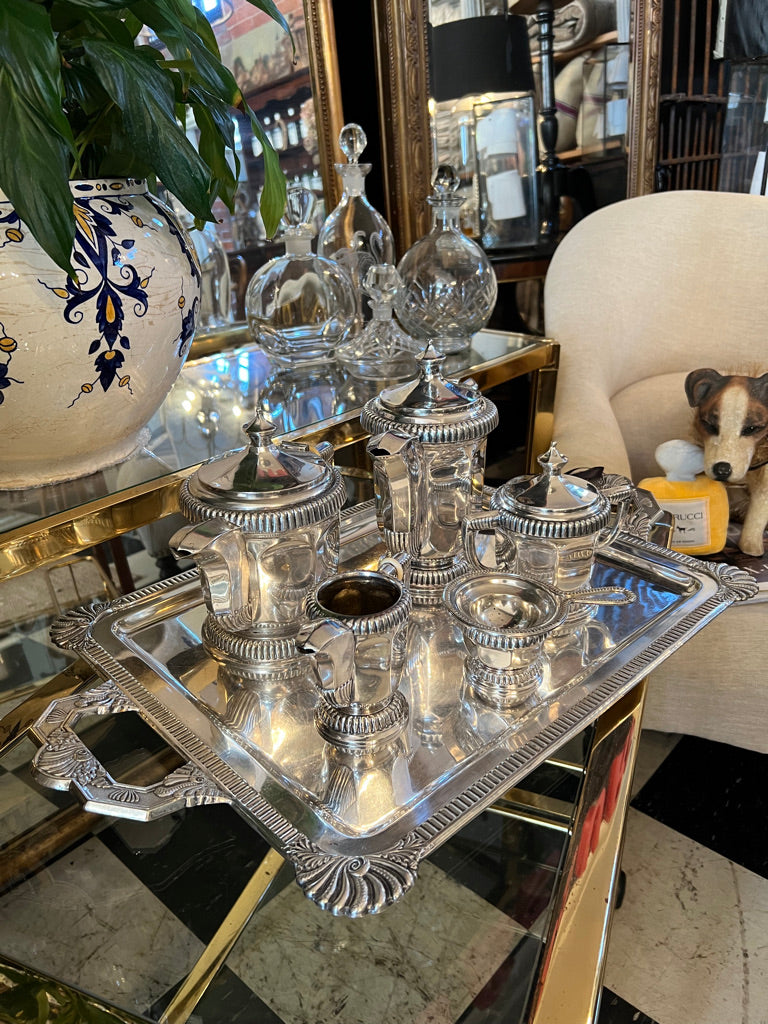 French Art Deco Silver Plated Tea Service Set