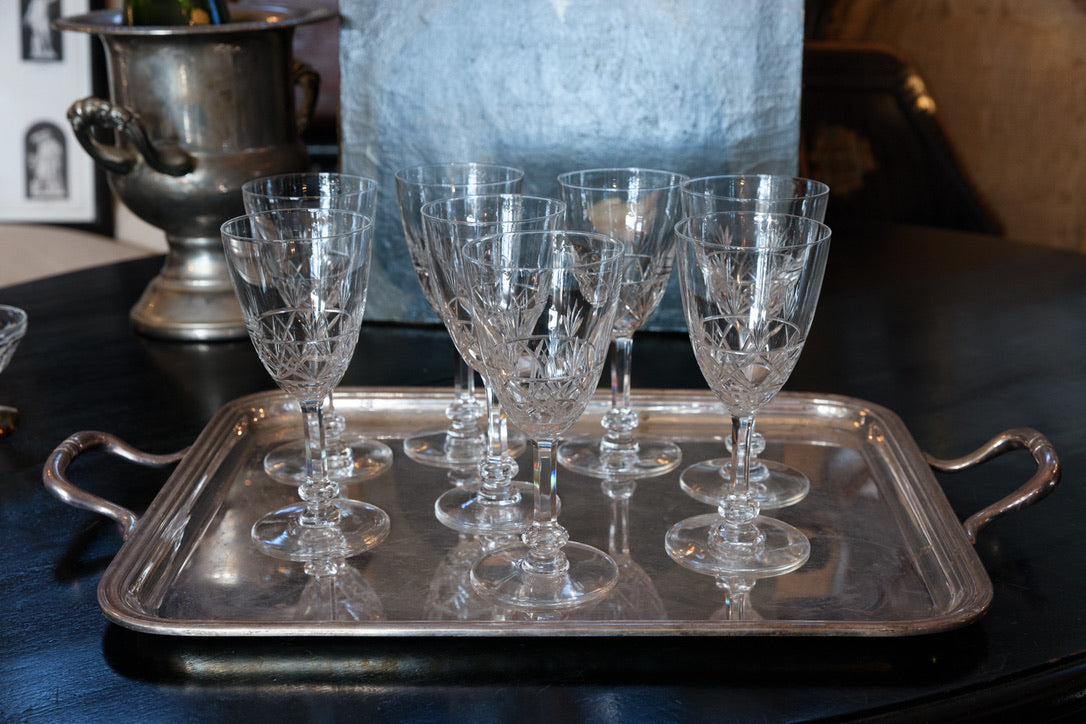 Large Val St Lambert Crystal Wine Glasses