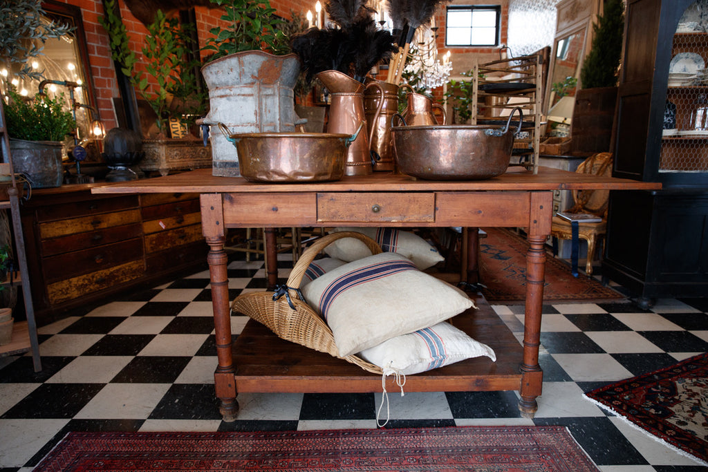 Vintage French Wooden Kitchen Island