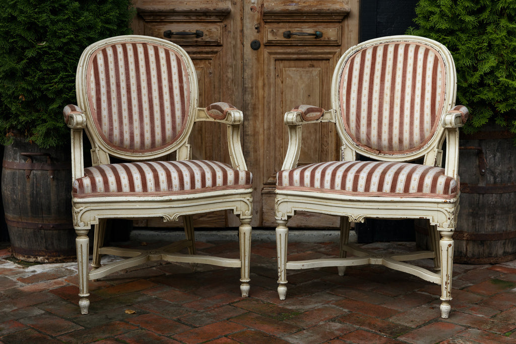 19th Century French Striped Parlour Chairs