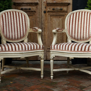 19th Century French Striped Parlour Chairs