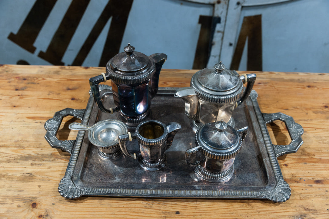 French Art Deco Silver Plated Tea Service Set