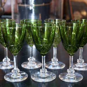 Emerald Green Val St Lambert Crystal Glasses