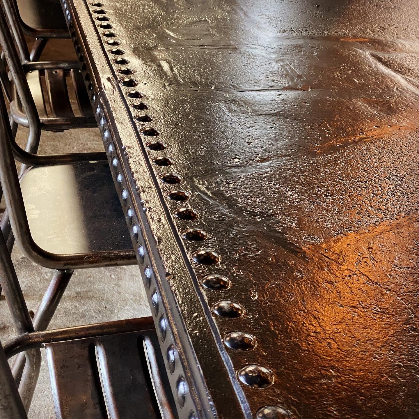 Solid Rivets Table Magnificent Huge French Industrial Steel Rivet Table – French & Sons