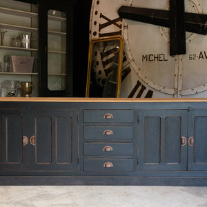 Large French Oak Sideboard - Black