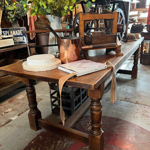 Large Vintage French Refectory  Farmhouse Oak Dining Table