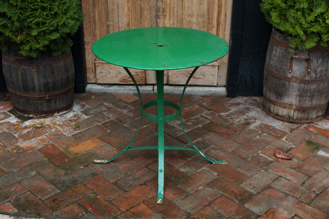 French Green Metal Garden Table