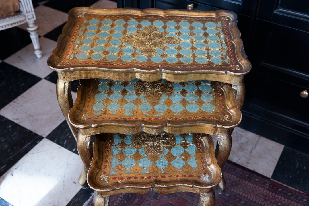 Beautiful French Florentine Nest Of Tables