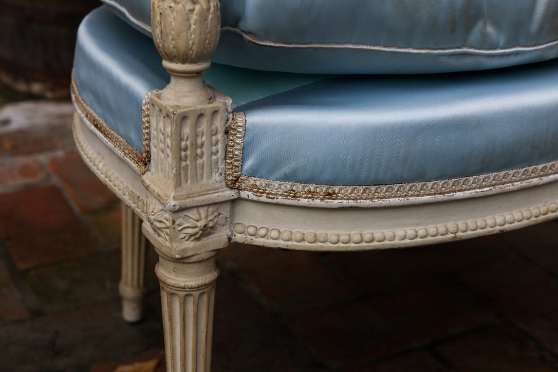 19th Century French Blue Silk Parlour Chairs