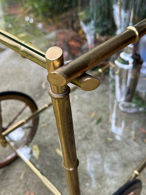 French Mid Century Brass Bamboo Drinks Trolley