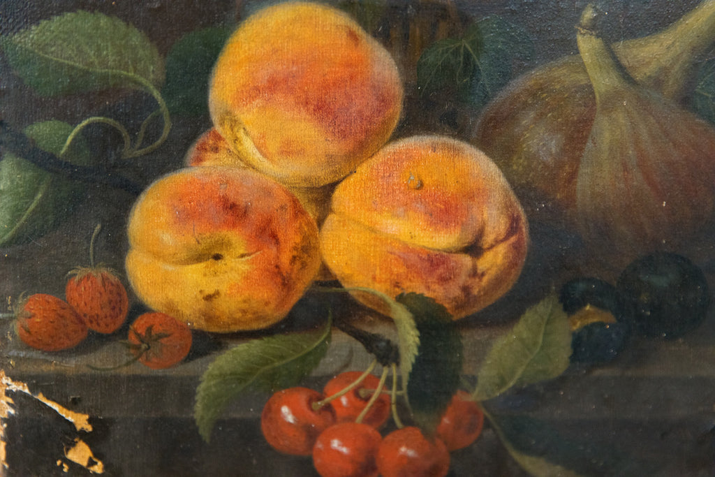 French Oil Still Life Canvas - Peaches & Figs